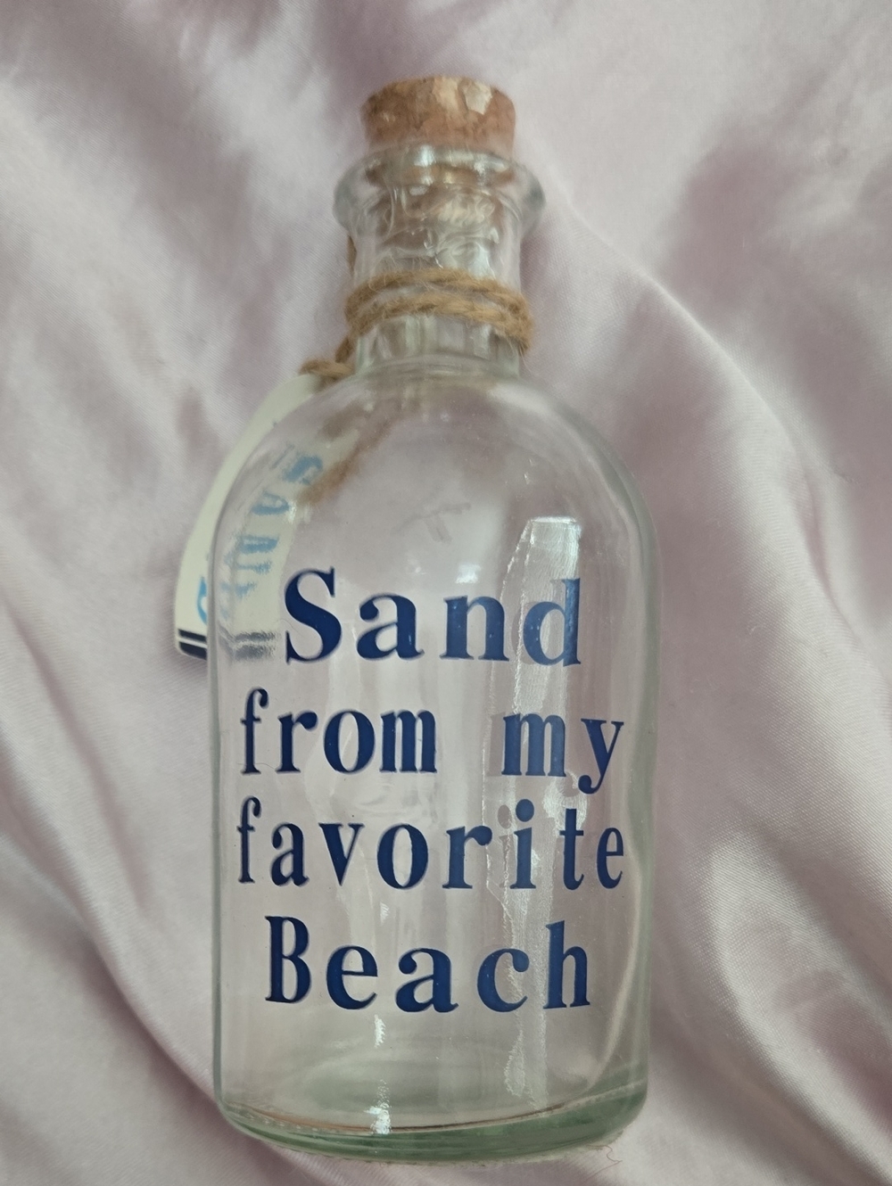 Glass Message Bottle "Sand from my favorite Beach" - Clear with Blue Text